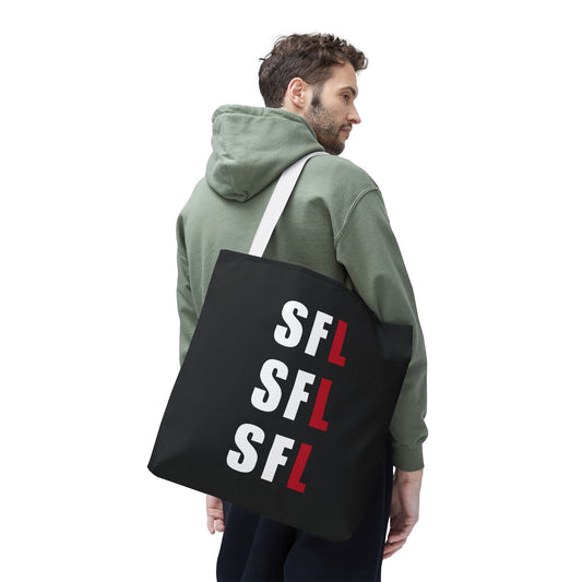 SFL Repeat White Logo Black Tote (3 Sizes)