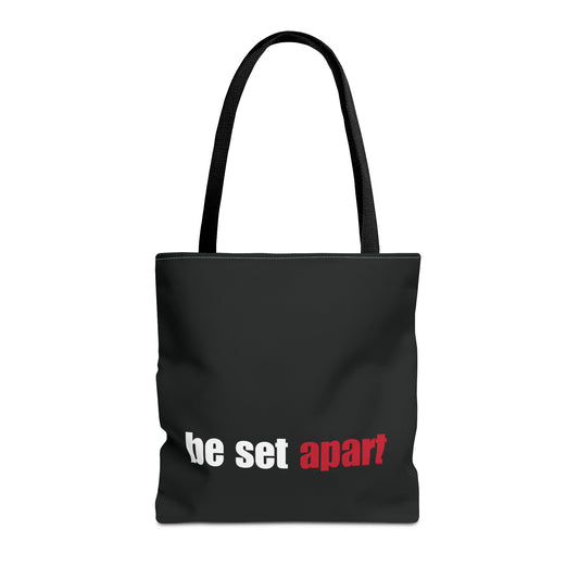 Be Set Apart White Logo Black Tote (3 Sizes)