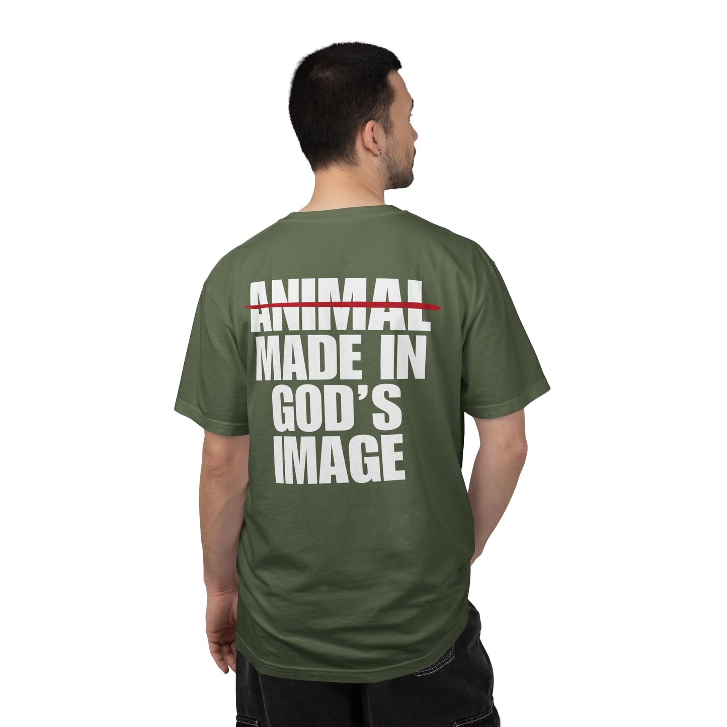 Made In God's Image White Logo Back Lived-In T-Shirt (5 Colors)