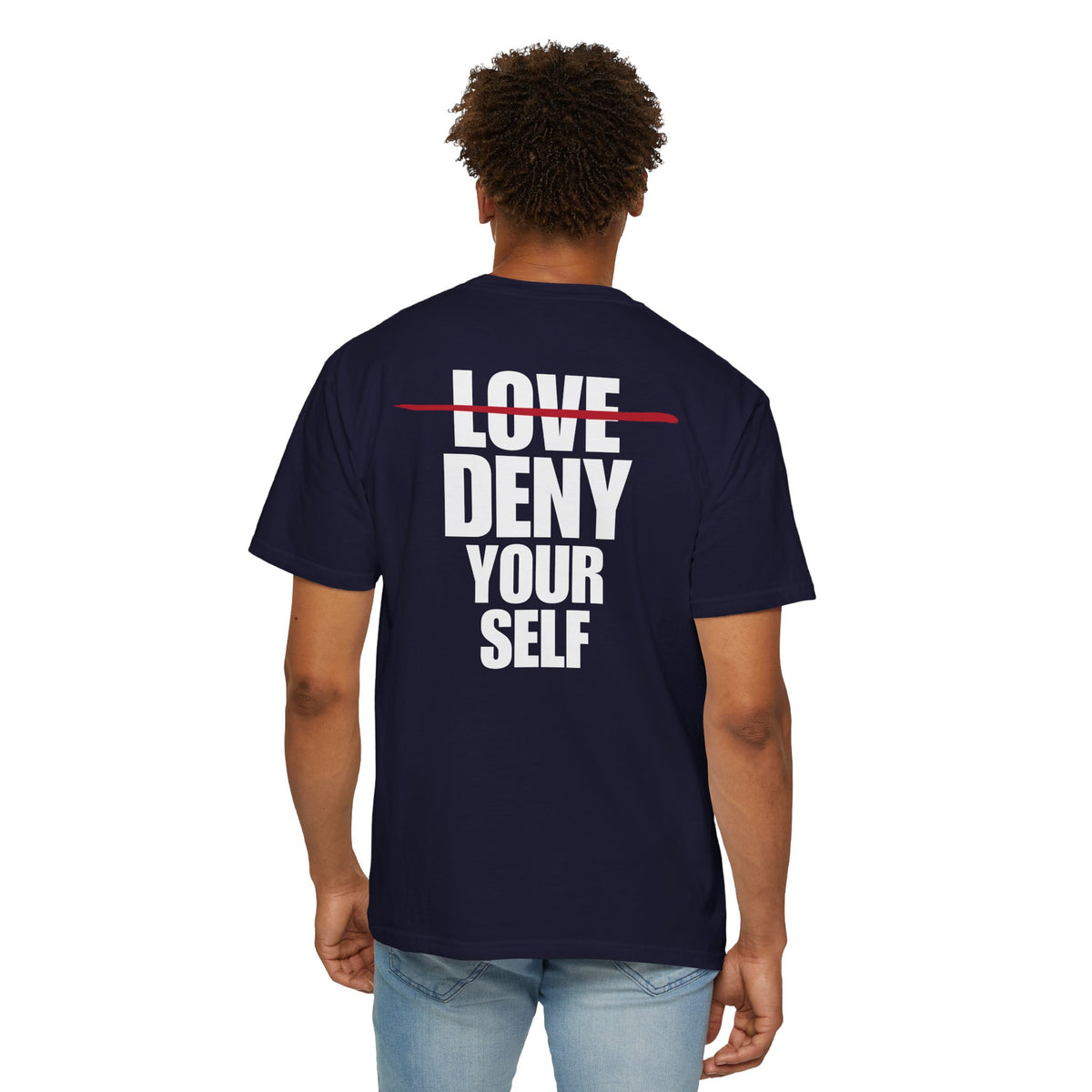 Deny Your Self White Logo Back Lived-In T-Shirt (5 Colors)