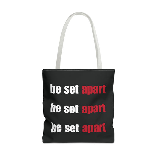 Be Set Apart Repeat White Logo Black Tote (3 Sizes)