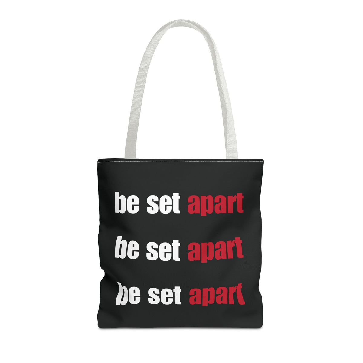 Be Set Apart Repeat White Logo Black Tote (3 Sizes)
