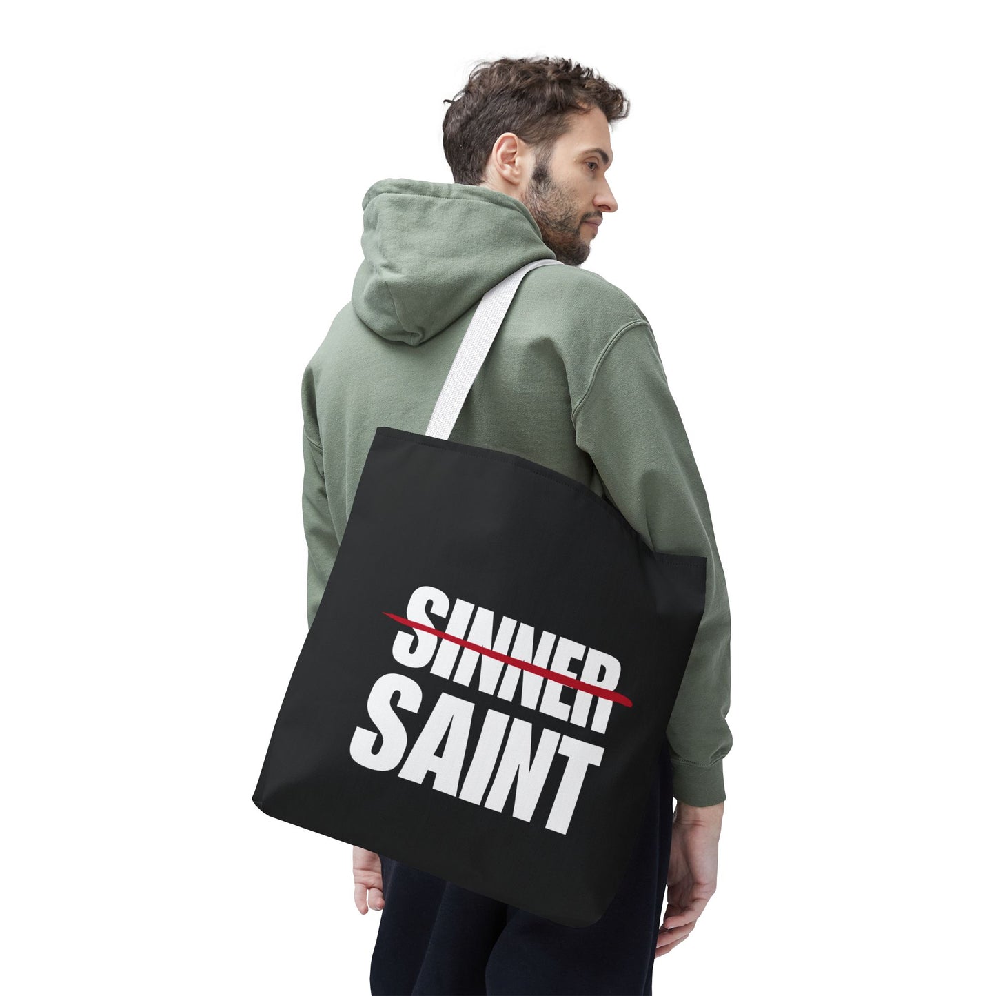 Sinner To Saint White Logo Black Tote (3 Sizes)