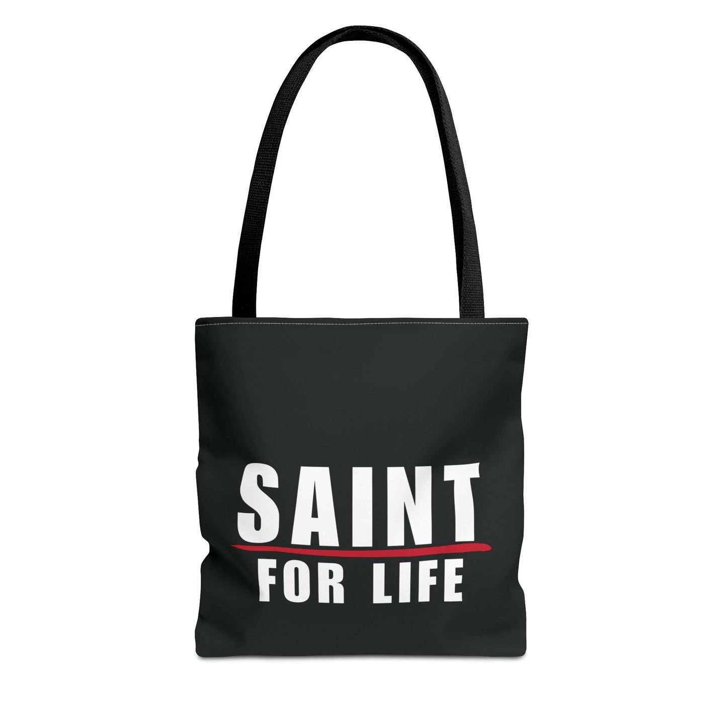 Saint For Life White Logo Black Tote (3 Sizes)