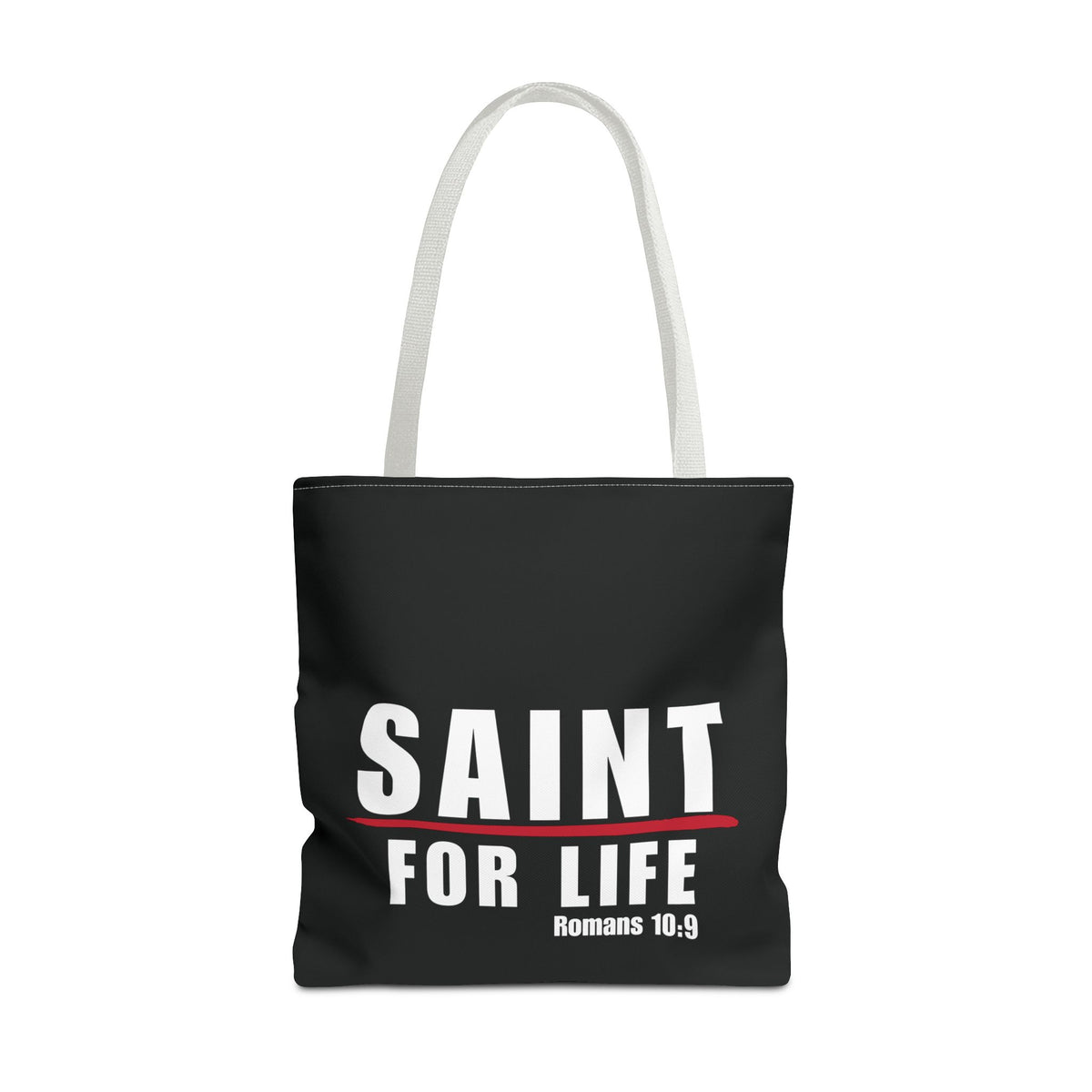 Saint For Life White Logo Black Tote (3 Sizes)