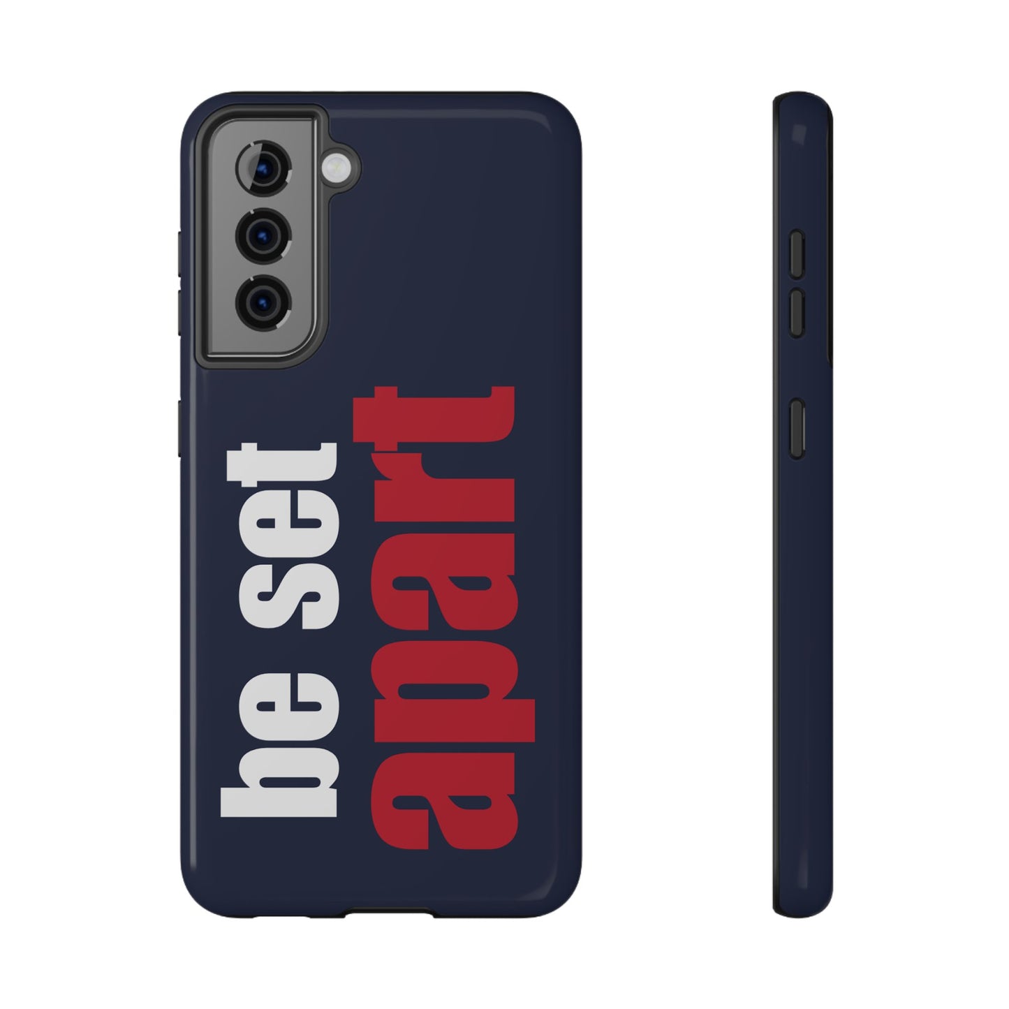 Be Set Apart White Logo Navy Phone Case