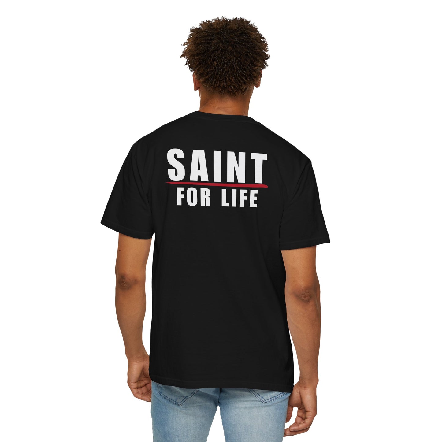 Saint For Life White Logo Back Lived-In T-Shirt (5 Colors)