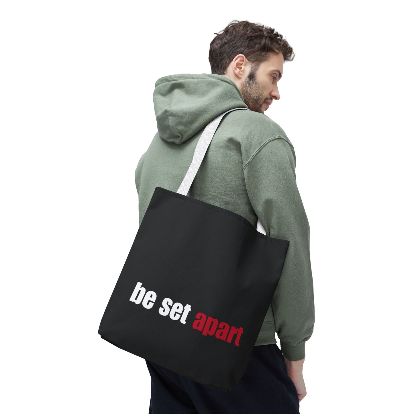 Be Set Apart White Logo Black Tote (3 Sizes)