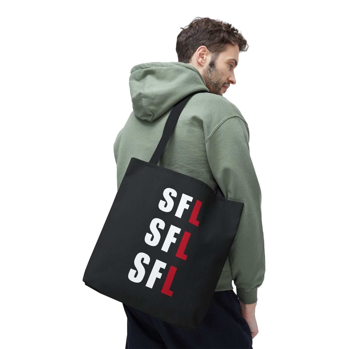 SFL Repeat White Logo Black Tote (3 Sizes)