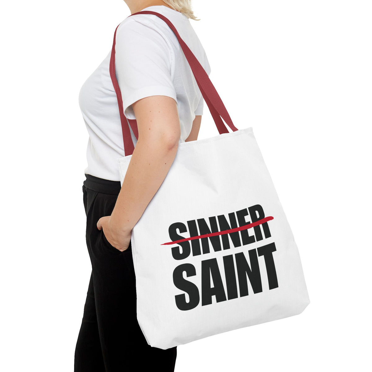 Sinner To Saint White Tote (3 Sizes)