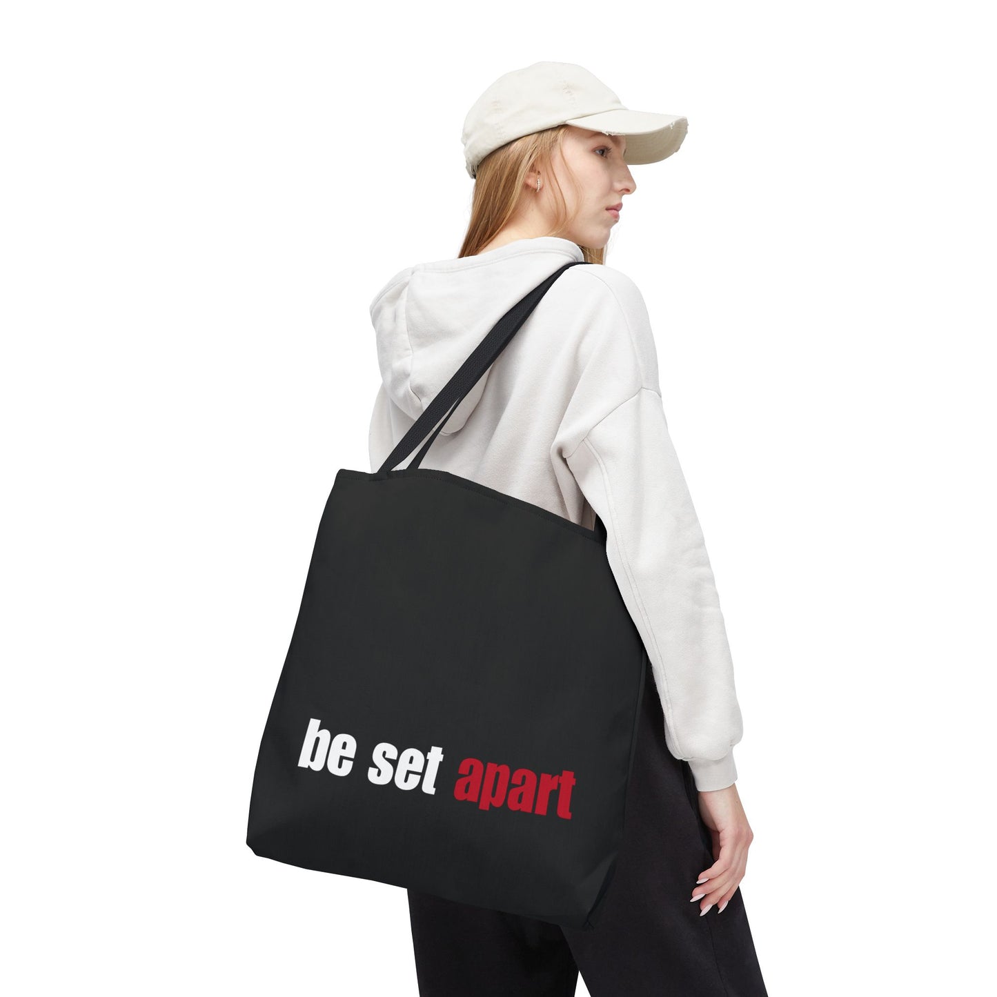 Be Set Apart White Logo Black Tote (3 Sizes)