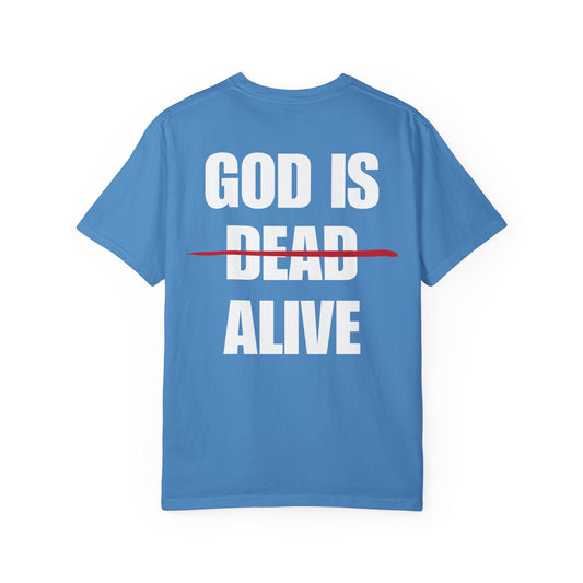 God Is Alive White Logo Back Lived-In T-Shirt (5 Colors)