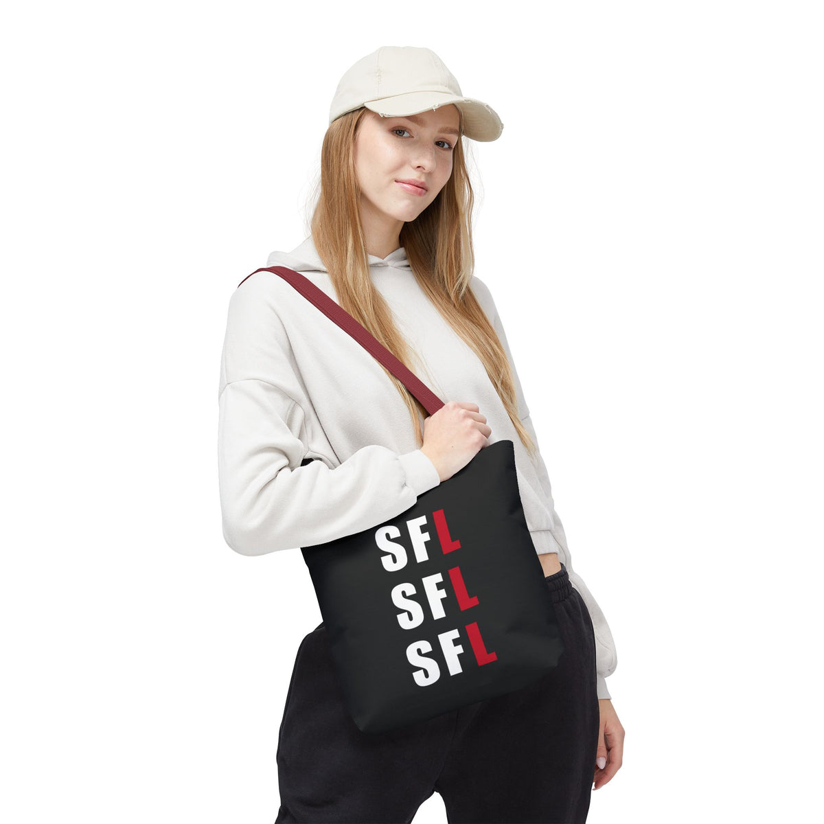 SFL Repeat White Logo Black Tote (3 Sizes)