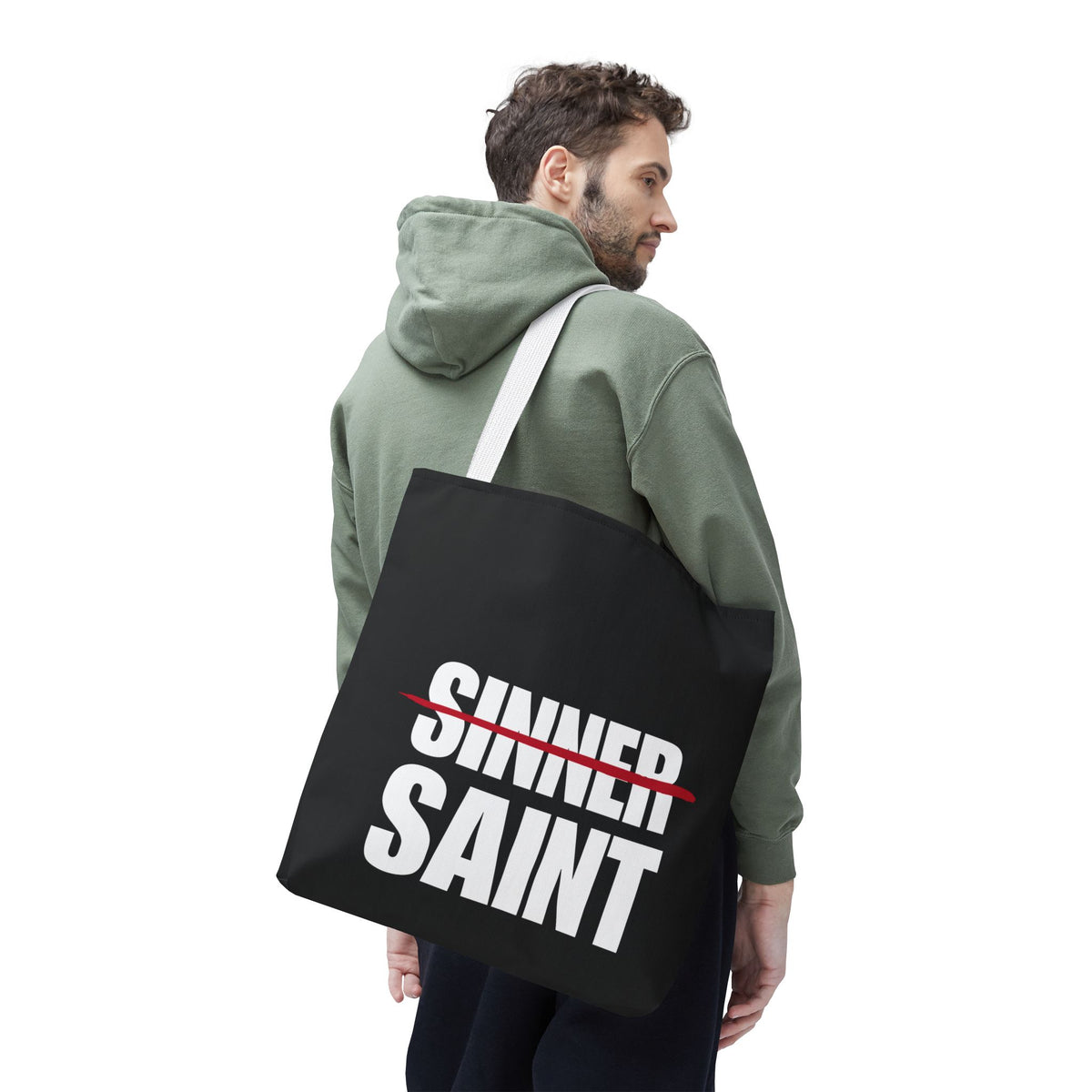 Sinner To Saint White Logo Black Tote (3 Sizes)