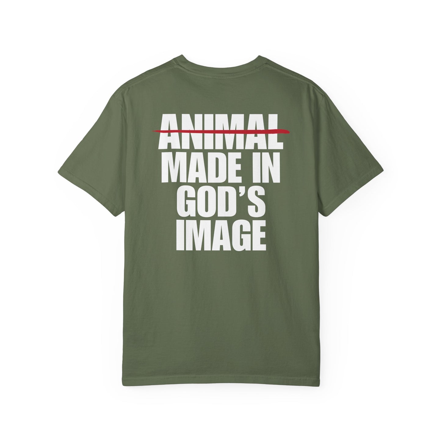 Made In God's Image White Logo Back Lived-In T-Shirt (5 Colors)