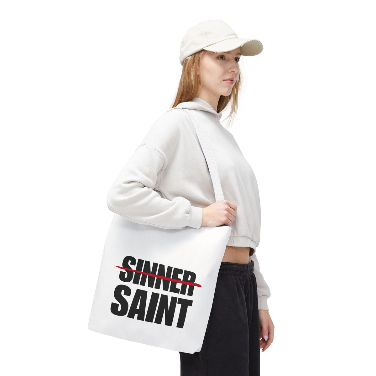 Sinner To Saint White Tote (3 Sizes)