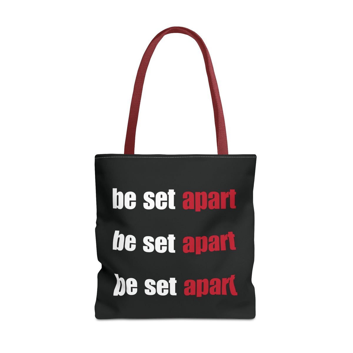Be Set Apart Repeat White Logo Black Tote (3 Sizes)
