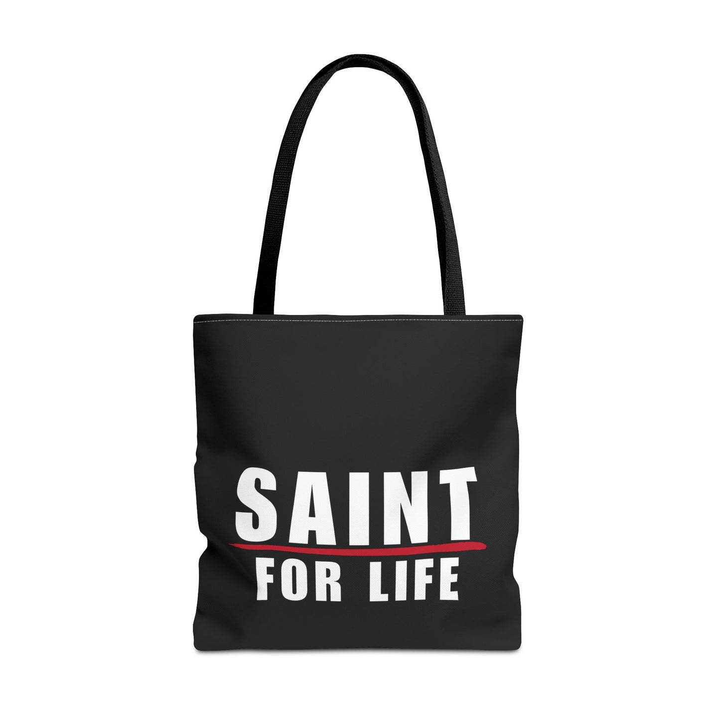 Saint For Life White Logo Black Tote (3 Sizes)