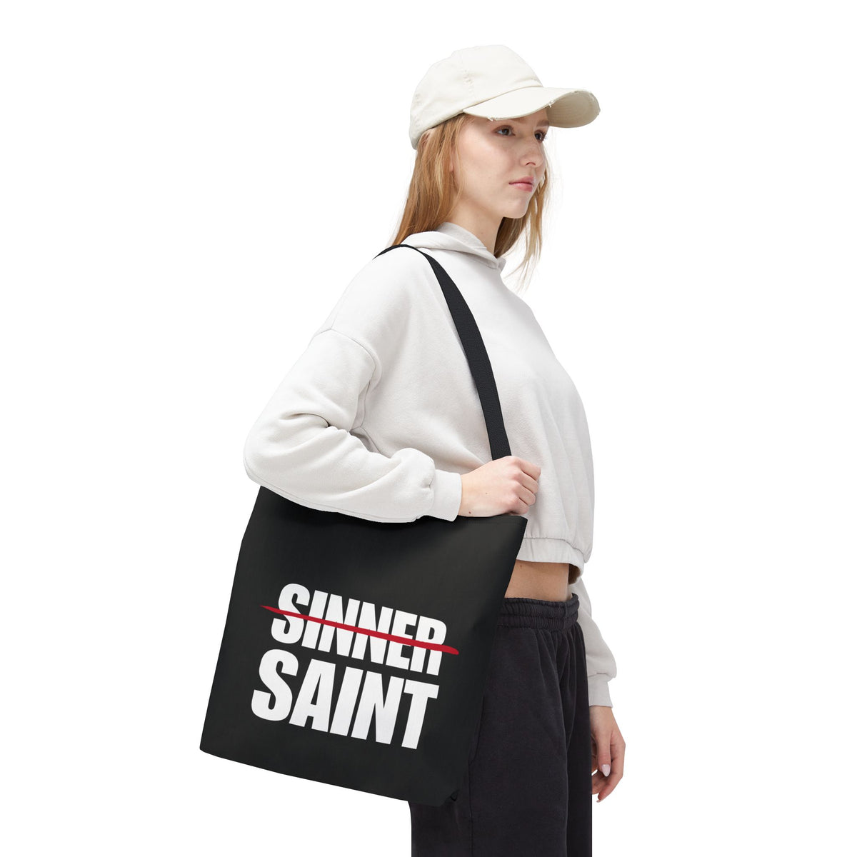 Sinner To Saint White Logo Black Tote (3 Sizes)