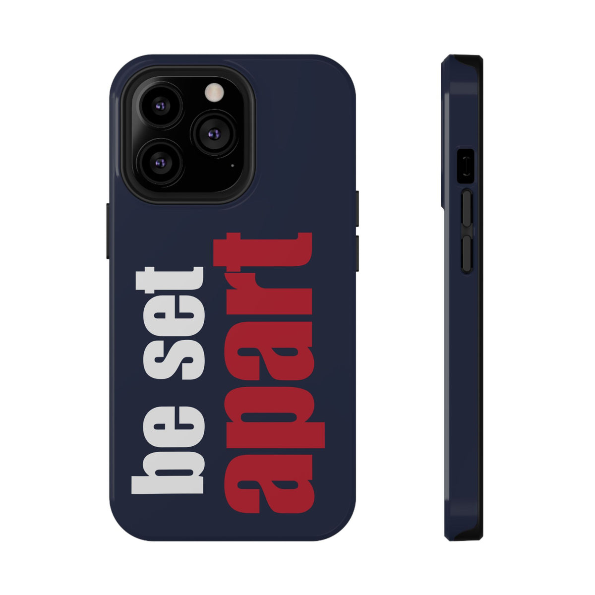 Be Set Apart White Logo Navy Phone Case