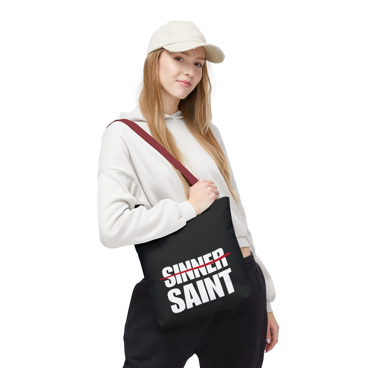 Sinner To Saint White Logo Black Tote (3 Sizes)