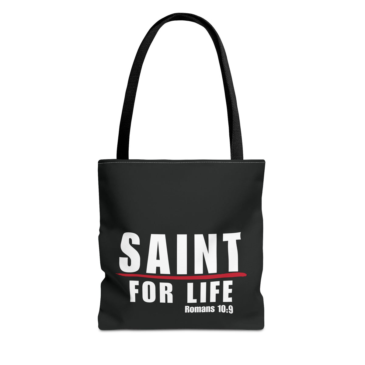Saint For Life White Logo Black Tote (3 Sizes)