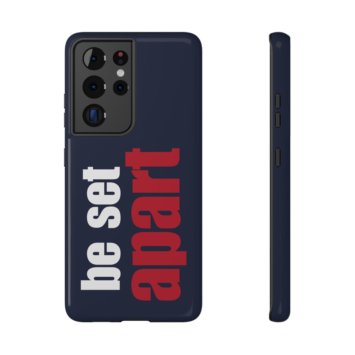 Be Set Apart White Logo Navy Phone Case