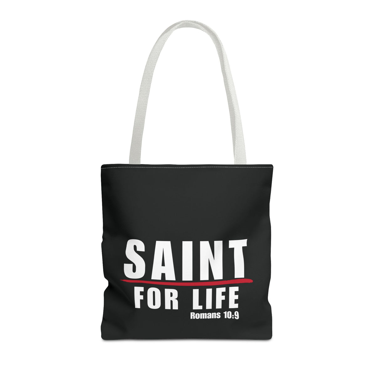 Saint For Life White Logo Black Tote (3 Sizes)