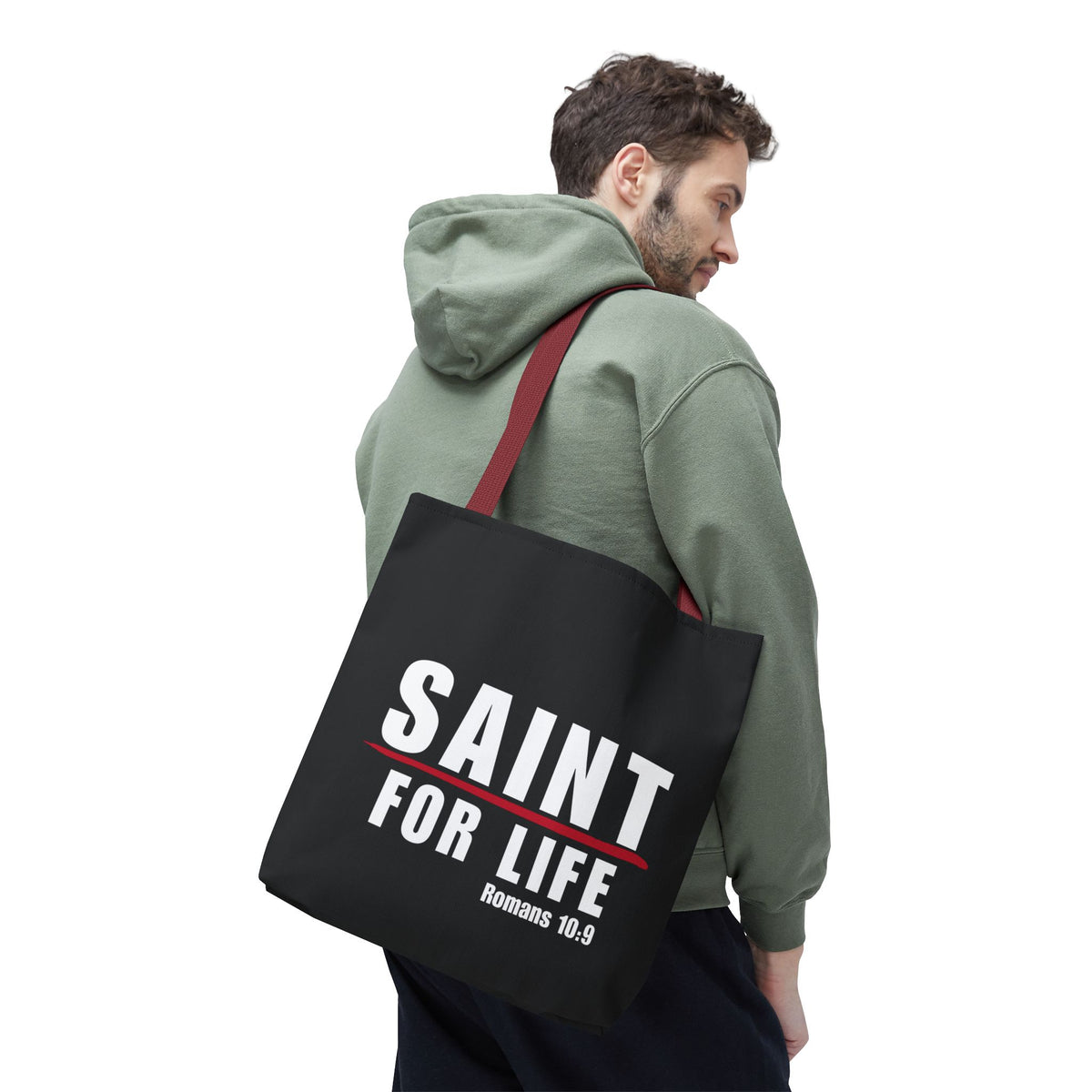 Saint For Life White Logo Black Tote (3 Sizes)