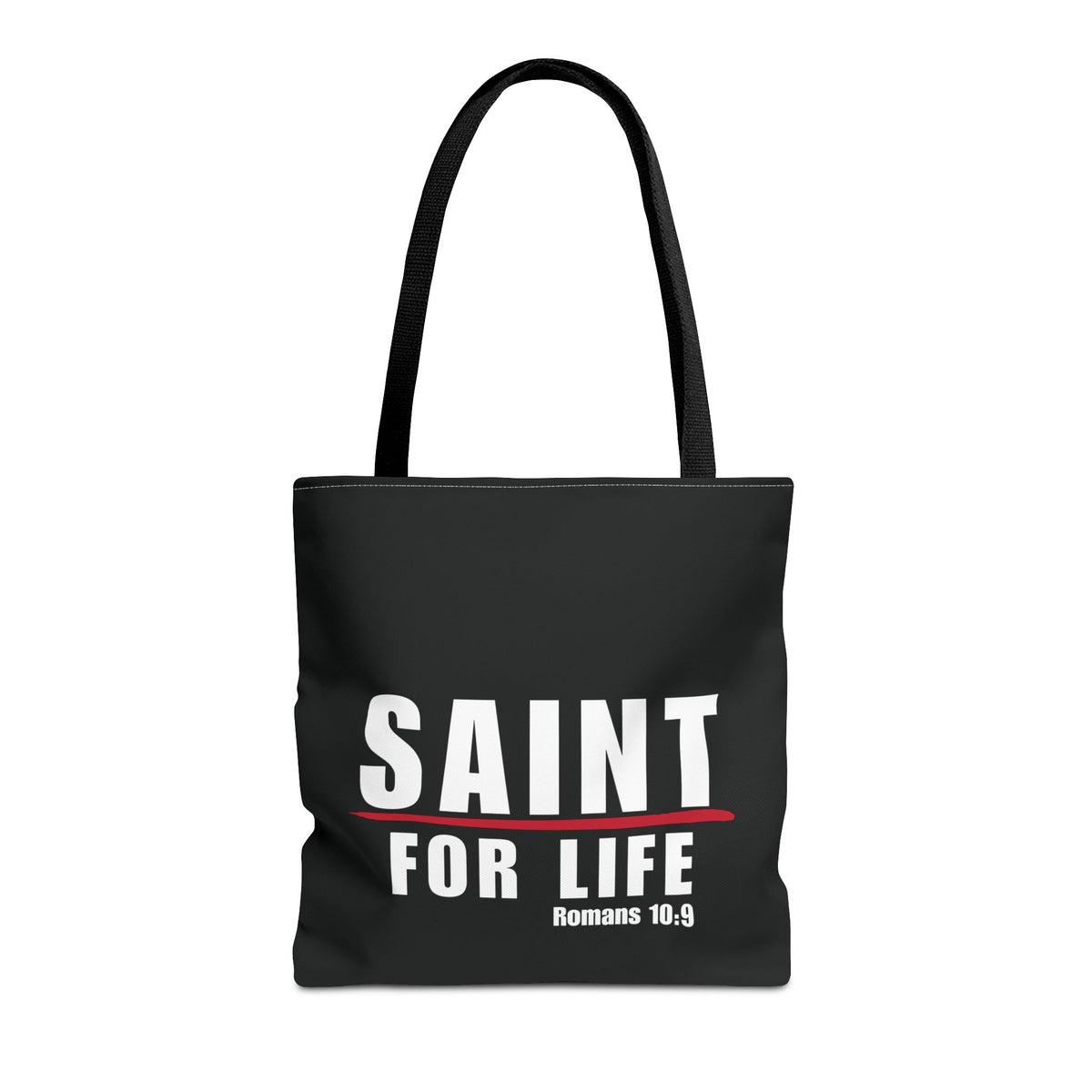 Saint For Life White Logo Black Tote (3 Sizes)