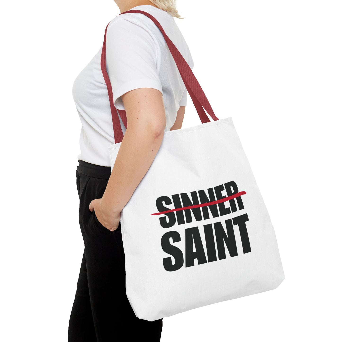 Sinner To Saint White Tote (3 Sizes)
