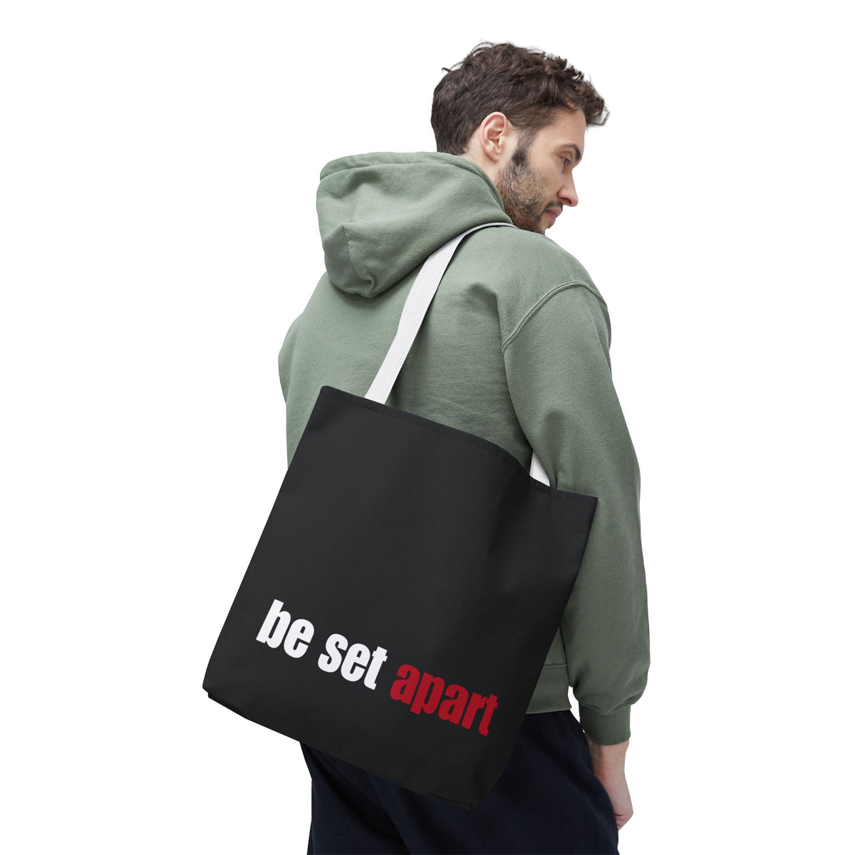 Be Set Apart White Logo Black Tote (3 Sizes)