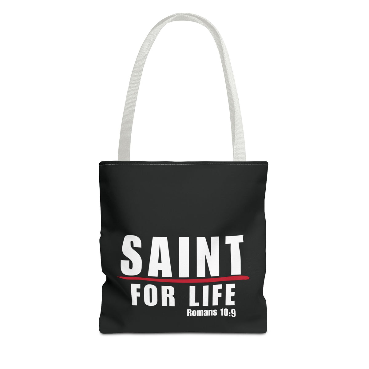 Saint For Life White Logo Black Tote (3 Sizes)