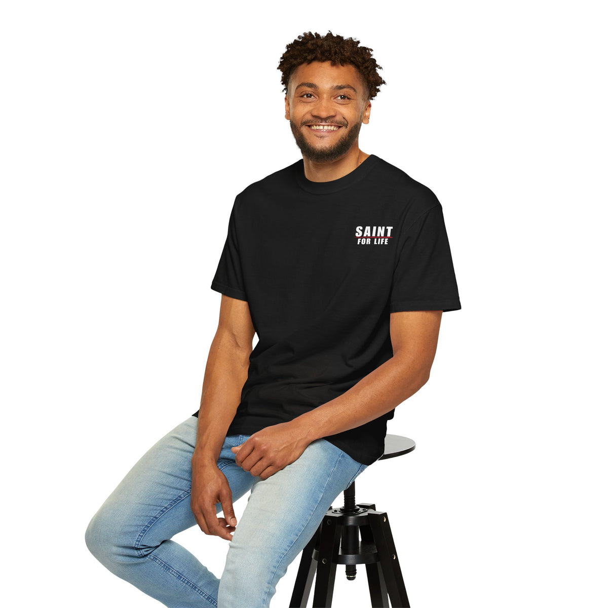 Saint For Life White Logo Back Lived-In T-Shirt (5 Colors)