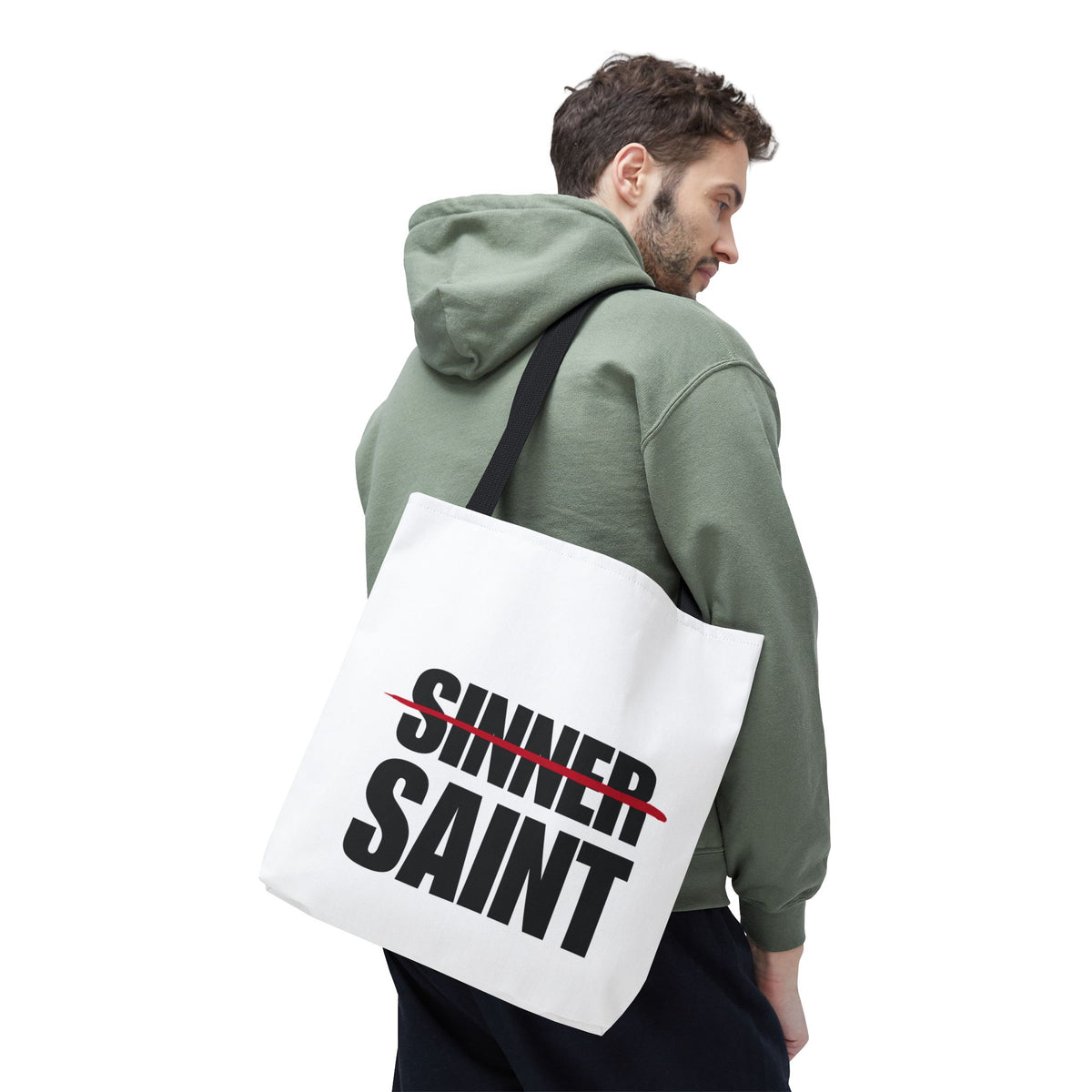 Sinner To Saint White Tote (3 Sizes)
