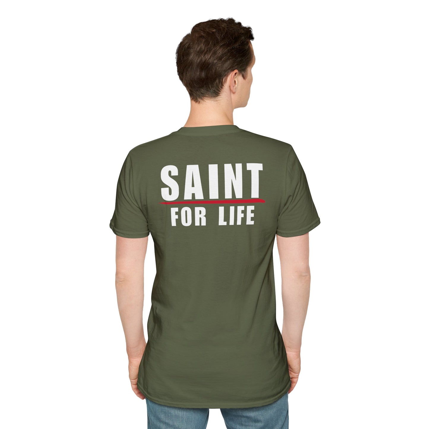 Saint For Life White Logo Back Classic T-Shirt (3 Colors)