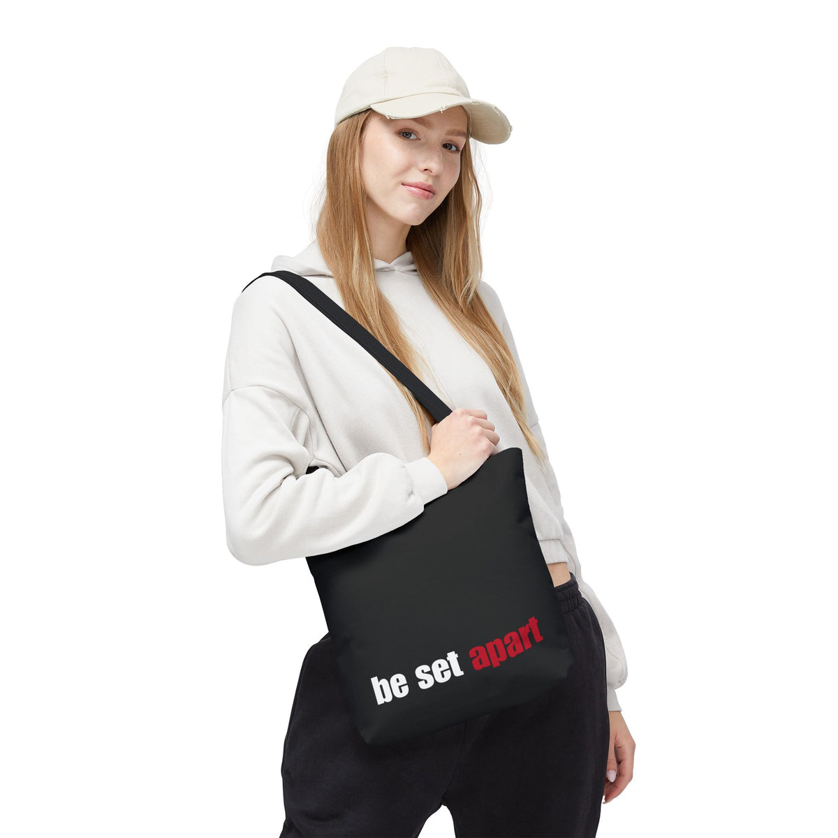 Be Set Apart White Logo Black Tote (3 Sizes)