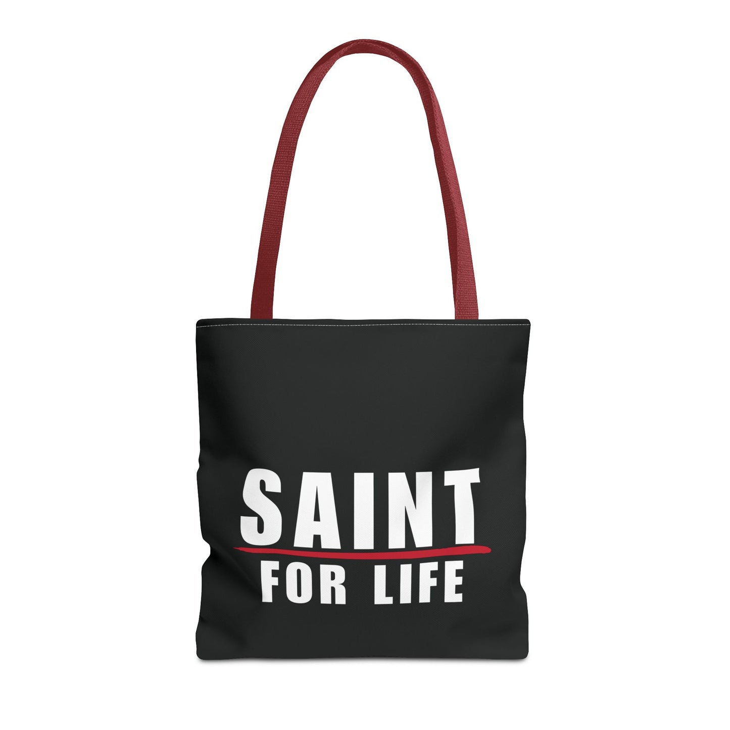 Saint For Life White Logo Black Tote (3 Sizes)