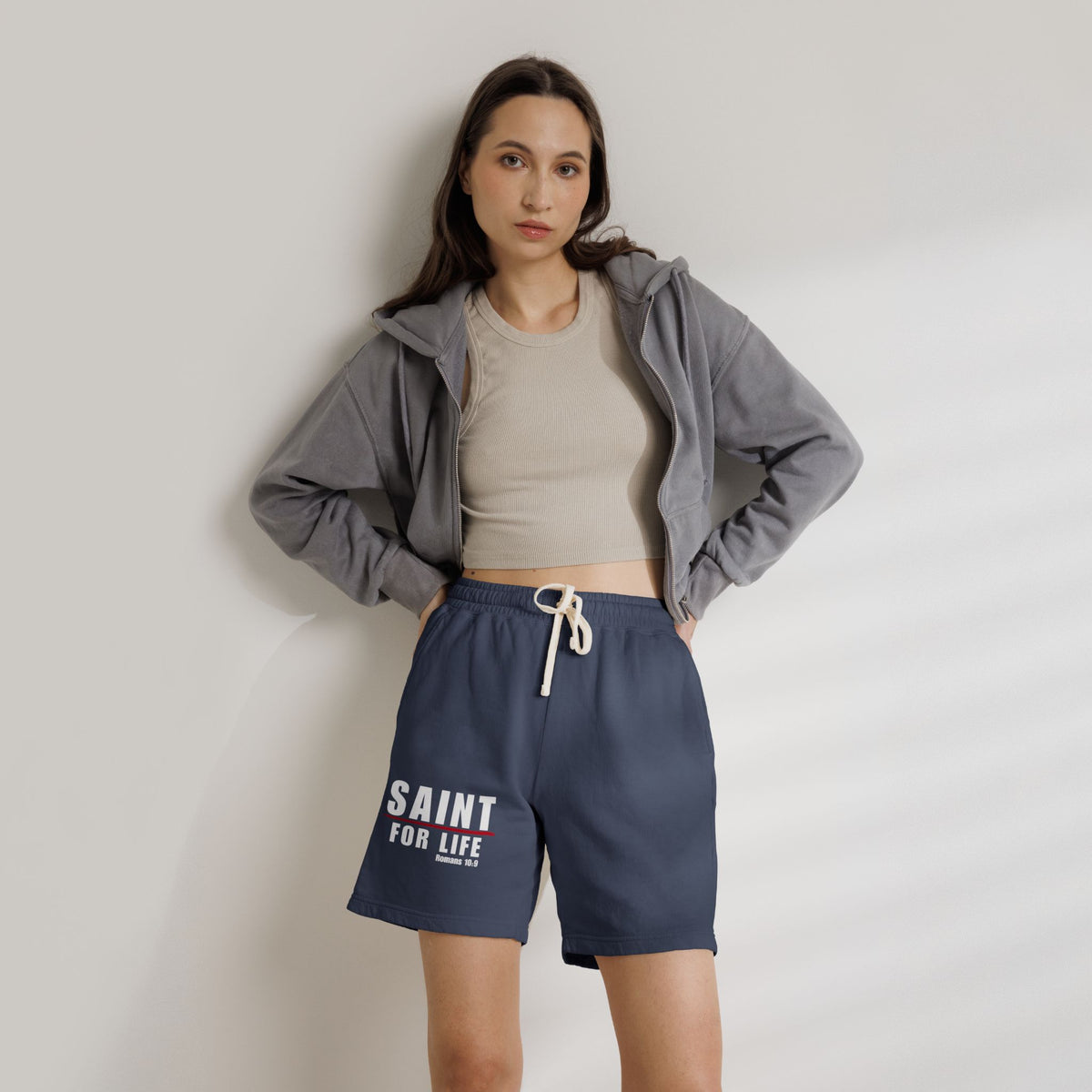 Saint For Life White Logo Unisex Sweat Shorts (3 Colors)