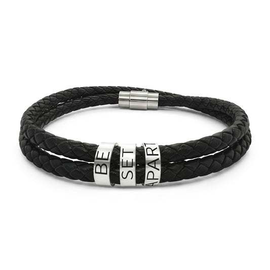 Be Set Apart Engraved Leather Bracelet
