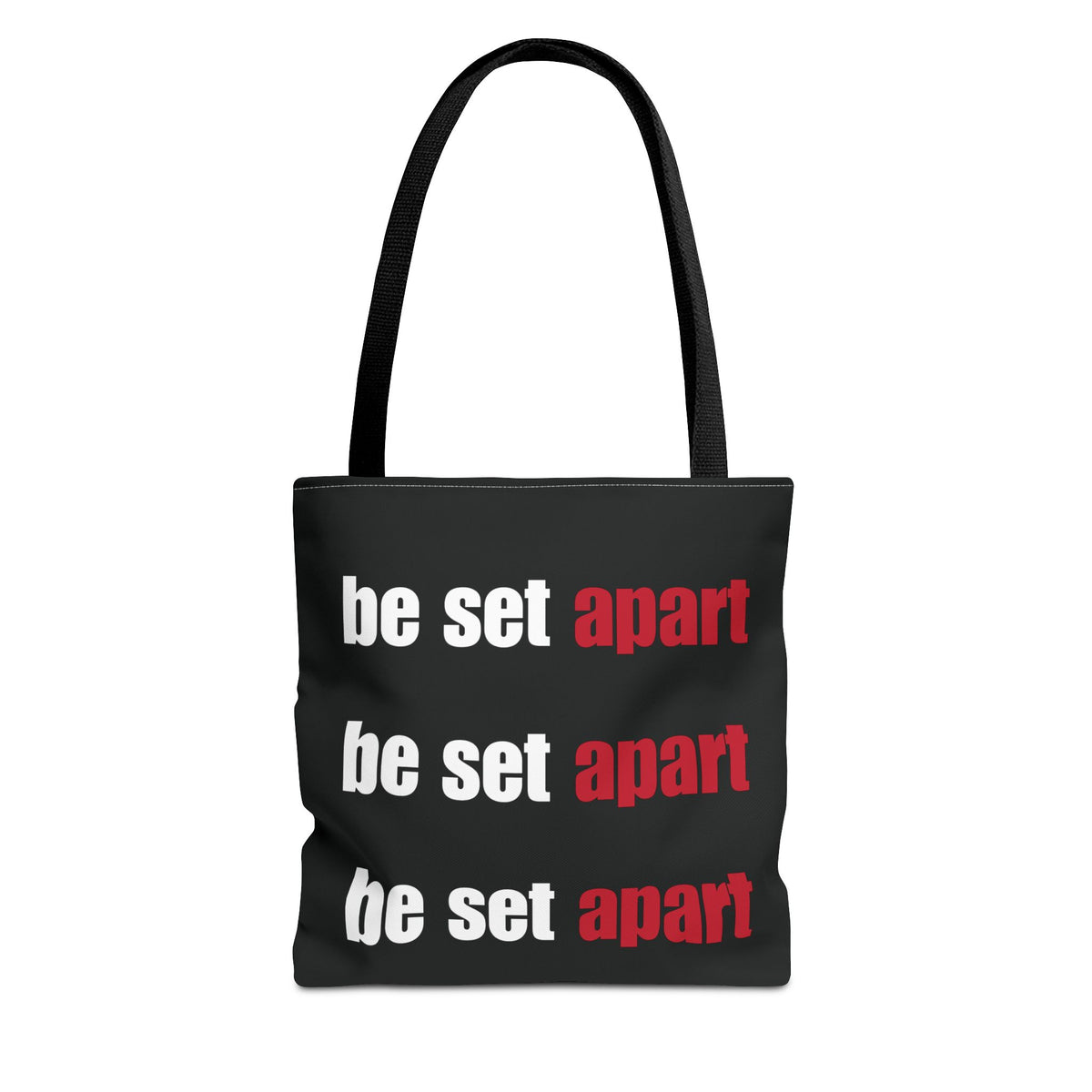 Be Set Apart Repeat White Logo Black Tote (3 Sizes)