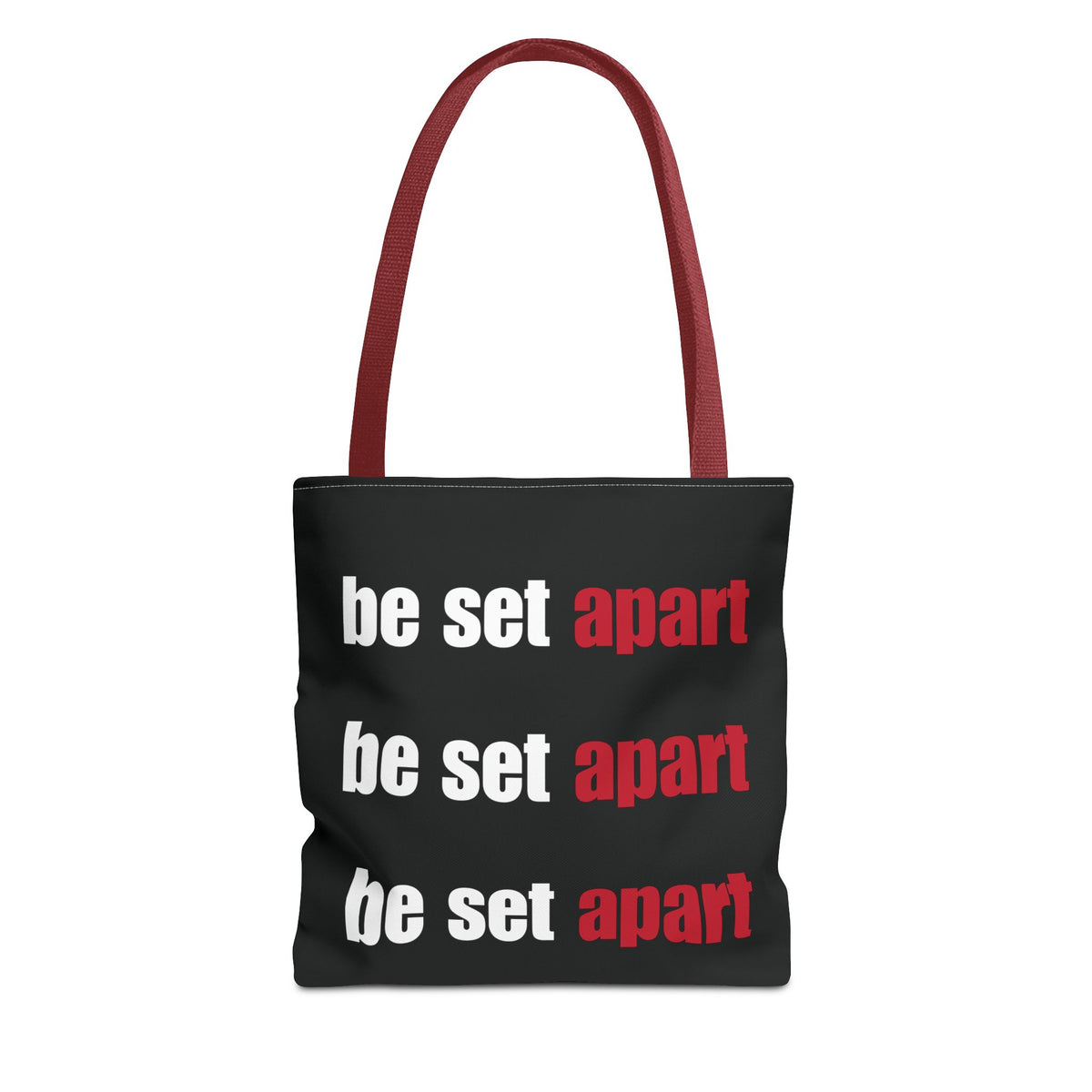 Be Set Apart Repeat White Logo Black Tote (3 Sizes)