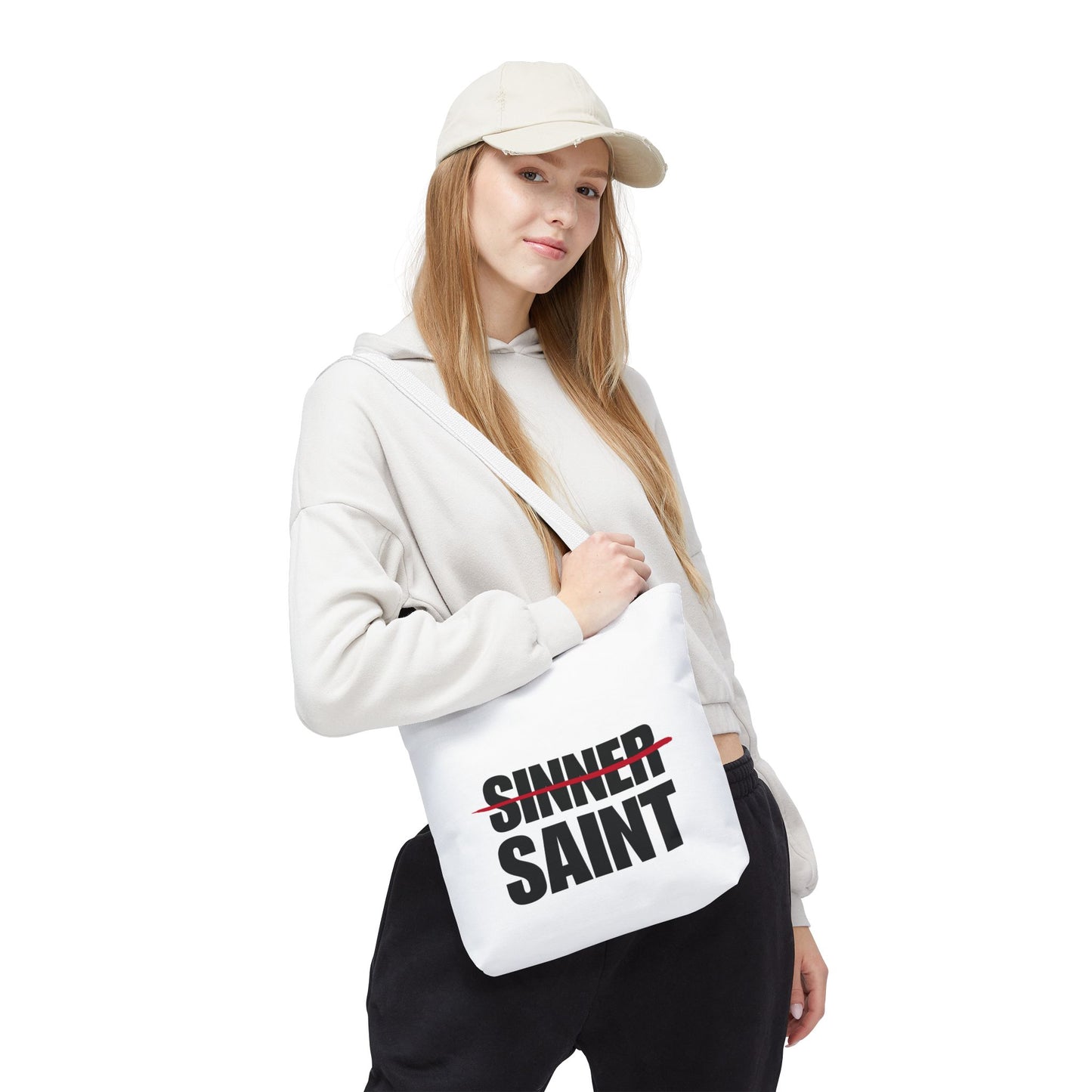 Sinner To Saint White Tote (3 Sizes)