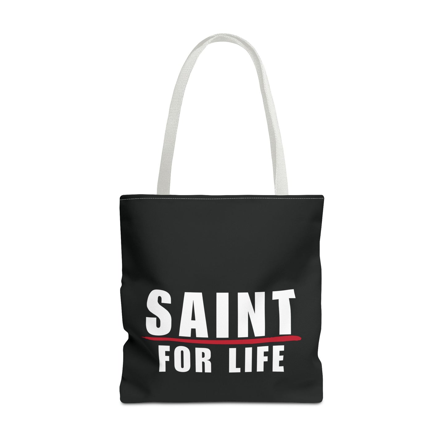 Saint For Life White Logo Black Tote (3 Sizes)