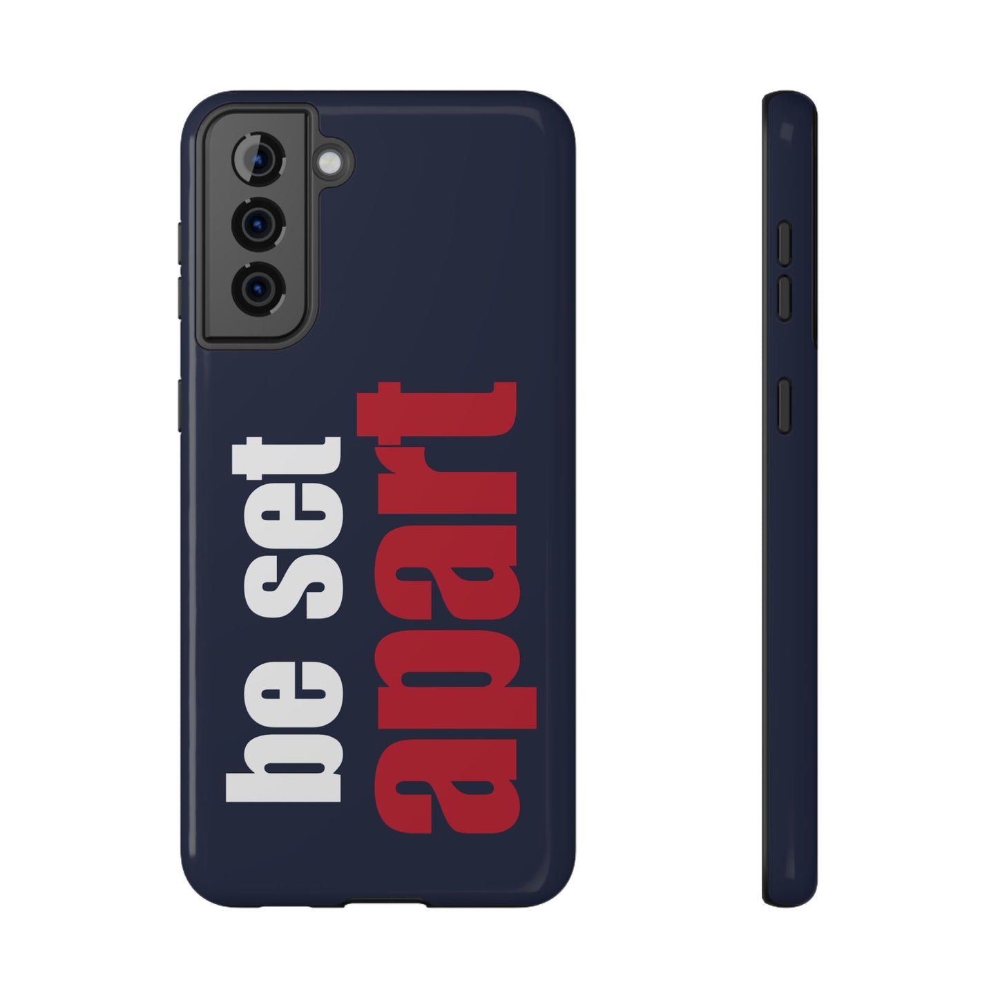 Be Set Apart White Logo Navy Phone Case