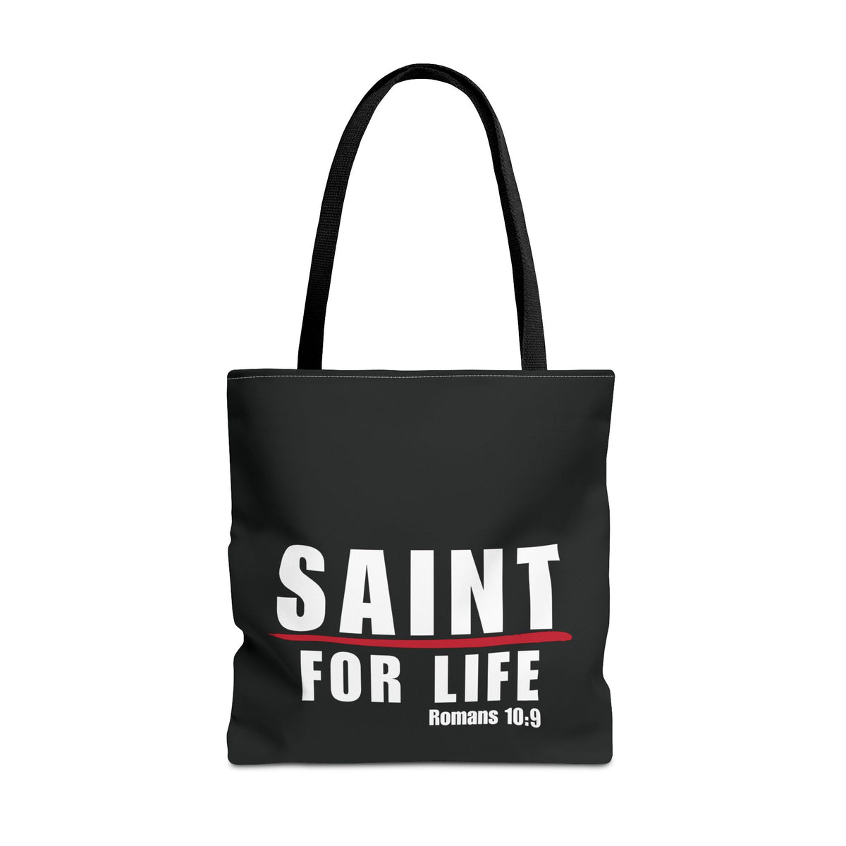 Saint For Life White Logo Black Tote (3 Sizes)