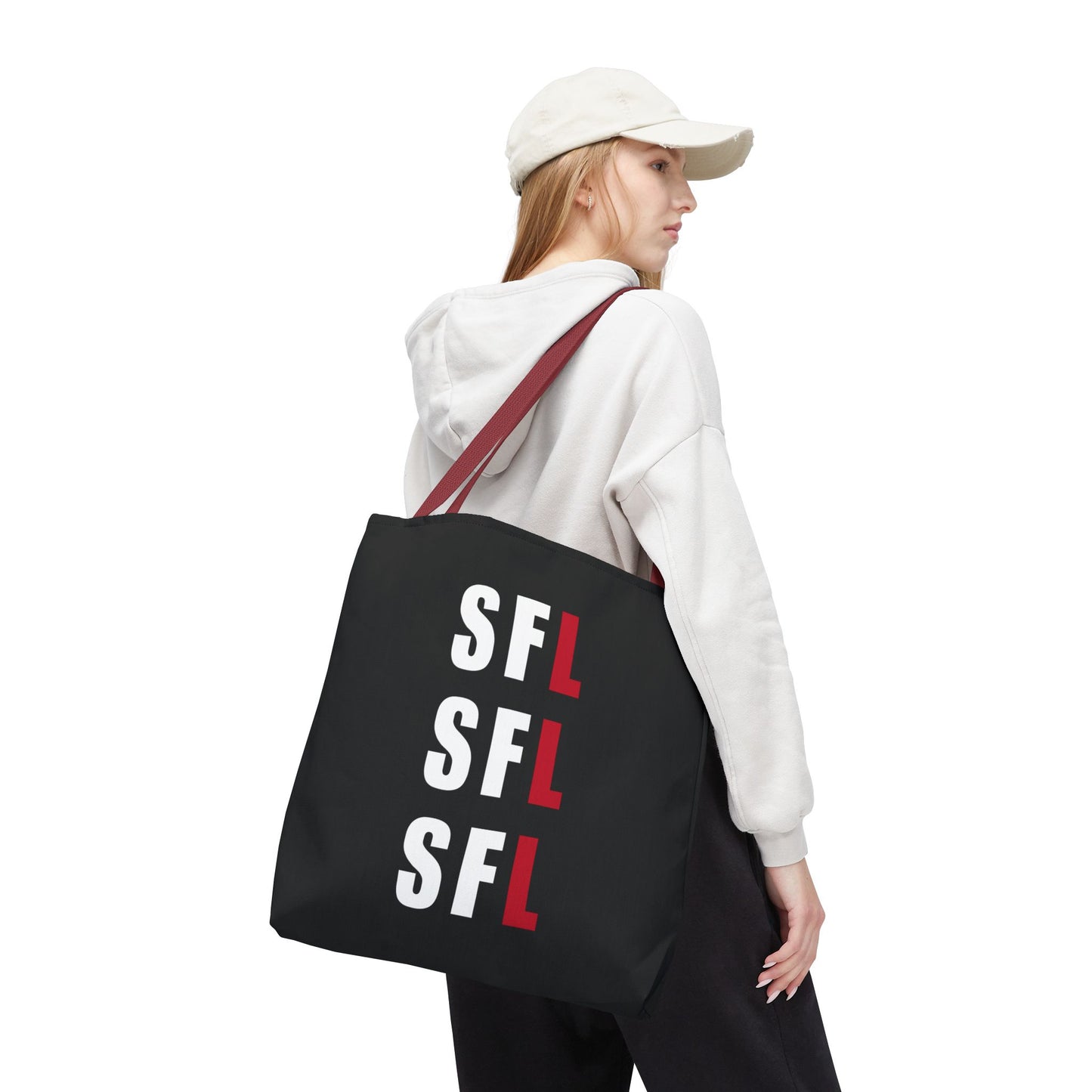 SFL Repeat White Logo Black Tote (3 Sizes)