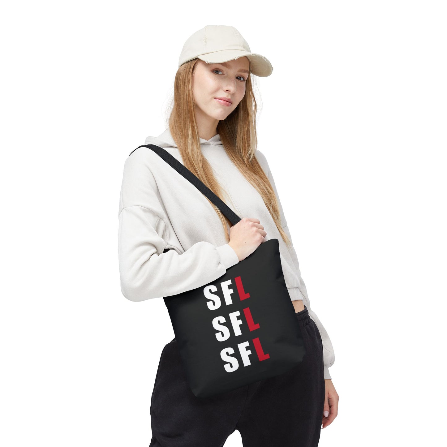 SFL Repeat White Logo Black Tote (3 Sizes)